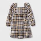 Girls' Long Sleeve Square Neck Dress - Art Class Purple