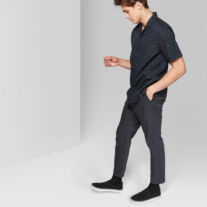 Men's Polka Dot Short Sleeve Button-down Shirt - Original Use Black