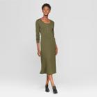 Women's Button-down Rib Midi Dress - Who What Wear Olive (green)