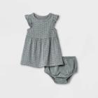 Baby Girls' Dot Ruffle Sleeve Dress With Panty - Cat & Jack Gray Newborn