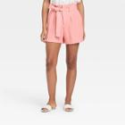 Women's High-rise Paperbag Shorts - A New Day Pink