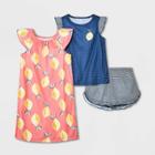 Carter's Just One You Girls' Flamingo Lemon Gown Pajama Set - Blue/pink
