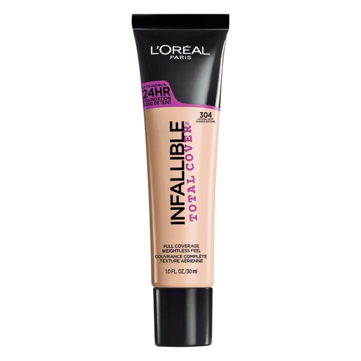 L'oreal Paris Infallible Total Cover Foundation 304 Natural Buff 1 Fl Oz, Adult Unisex