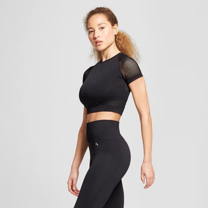 Women's Seamless Short Sleeve Crop Top - Joylab Black