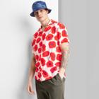 Adult Floral Print Casual Fit Short Sleeve Button-down Shirt - Original Use White/floral