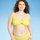 Juniors' Plus Size Ribbed Knot-front Bralette Bikini Top - Xhilaration Yellow X
