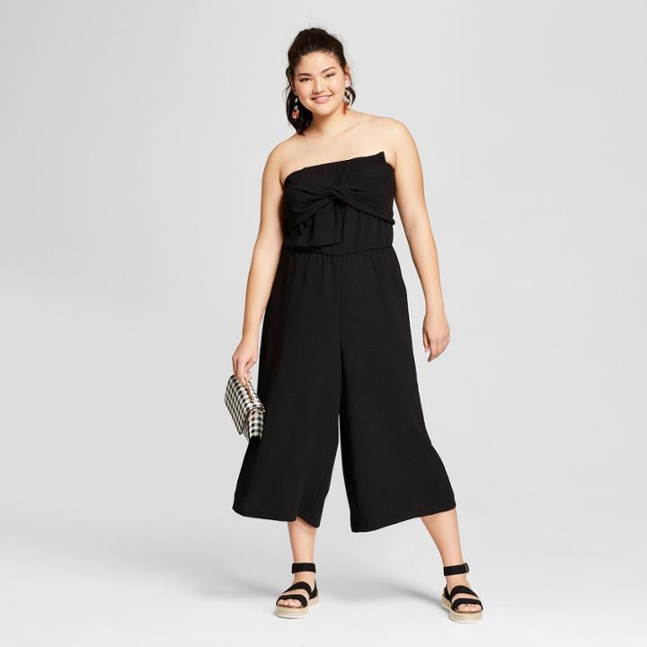 Women's Plus Size Bow Jumpsuit - Xhilaration Black