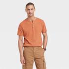 Men's Regular Fit Short Sleeve Henley Shirt - Goodfellow & Co Orange