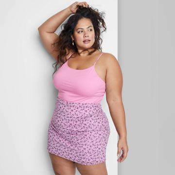 Women's Plus Size Slim Fit Cropped Cami Tank Top - Wild Fable Pink