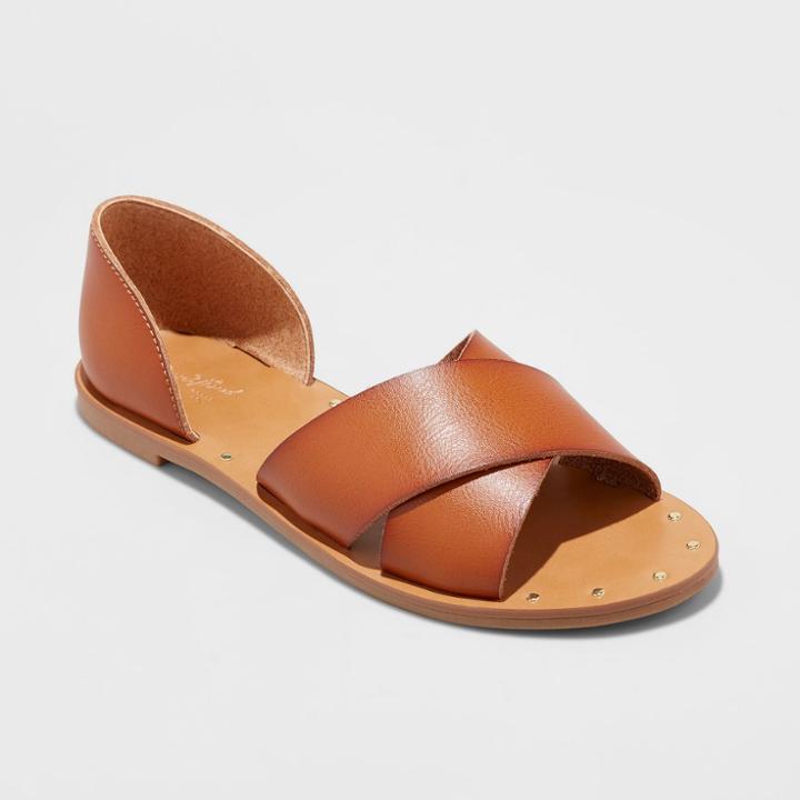 Women's Lois Open Toe Slide Sandals - Universal Thread Cognac (red)