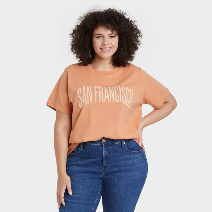 Grayson Threads Women's Plus Size San Franscico Short Sleeve Graphic T-shirt - Orange