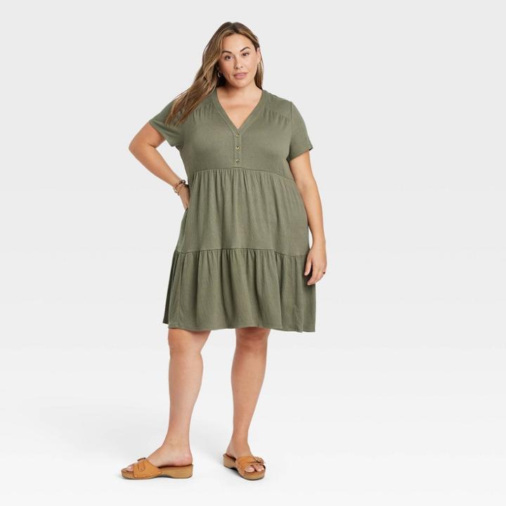 Women's Plus Size Flutter Short Sleeve Knit A-line Dress - Knox Rose