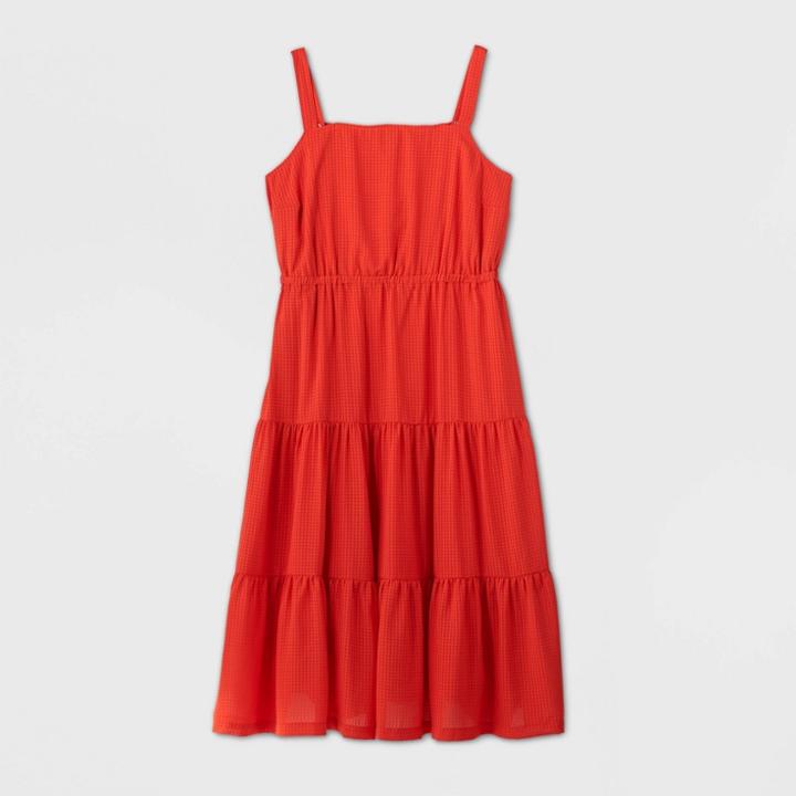 Women's Plus Size Sleeveless Tiered Sundress - Ava & Viv Red