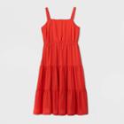 Women's Plus Size Sleeveless Tiered Sundress - Ava & Viv Red