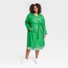 Women's Faux Leather Trench Coat - Ava & Viv Green