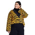 Women's Plus Size Animal Print Turtleneck Layered Pullover Sweater - Victor Glemaud X Target Gold