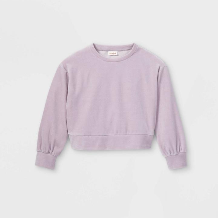Girls' Velour Pullover Sweatshirt - Cat & Jack Purple