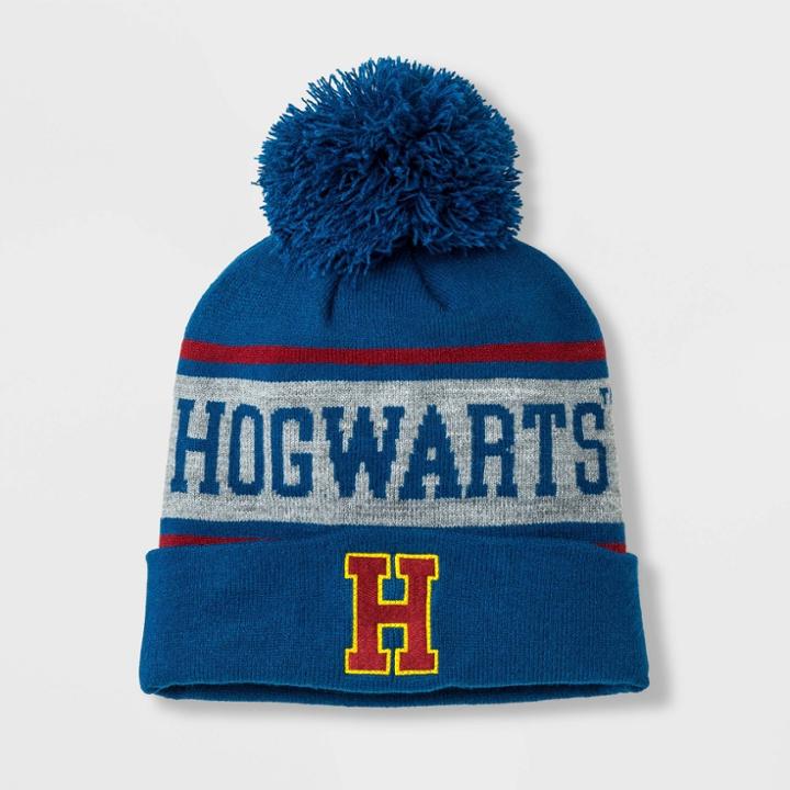 Boys' Harry Potter Hogwarts Cuffed Pom Beanie - Navy/maroon One Size, Boy's, Blue Red