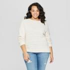 Women's Plus Size Long Sleeve Crew Neck Pullover Sweater - Universal Thread Cream (ivory)