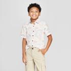 Boys' All Over Dino Print Short Sleeve Button-down Shirt - Cat & Jack Orange