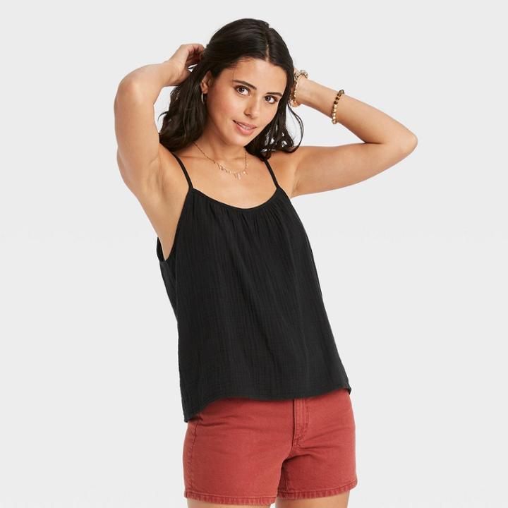 Women's Gauze Tank Top - Universal Thread Black