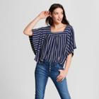 Women's Striped Flutter Sleeve Top - Universal Thread Navy (blue)