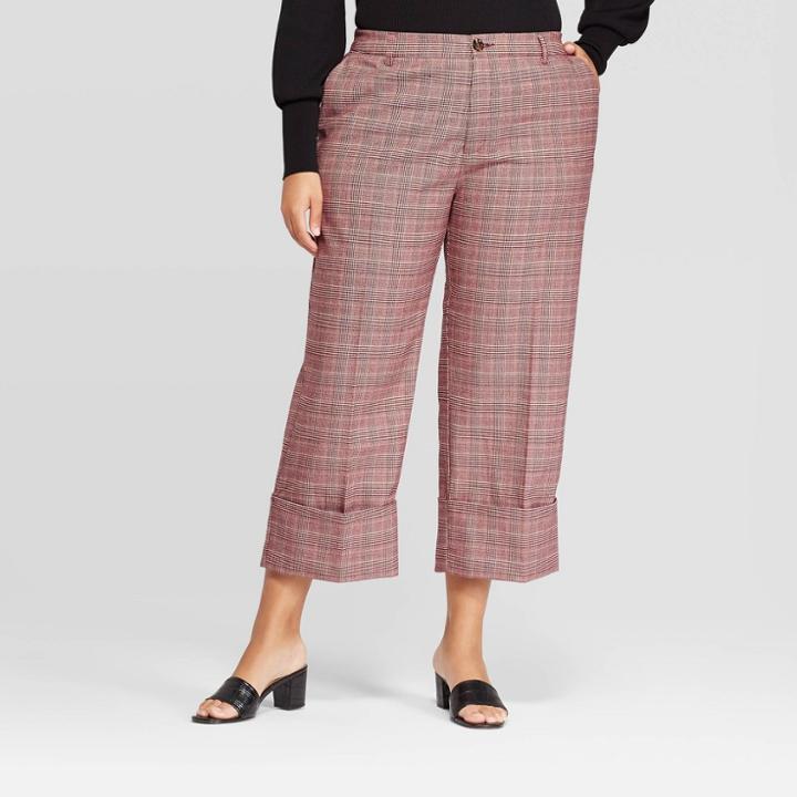 Women's Plus Size Plaid Mid-rise Straight Pants - Who What Wear Red