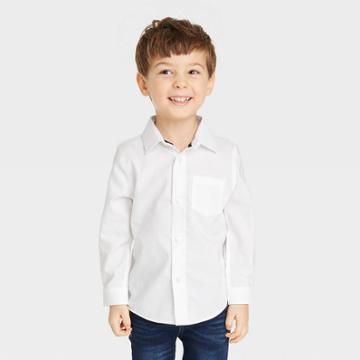 Toddler Boys' Long Sleeve Oxford Button-down Shirt - Cat & Jack White