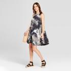 Women's Polka Doted Sleeveless Tie Dye Swing Dress - Alison Andrews Black
