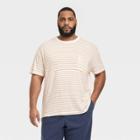 Men's Big & Tall Short Sleeve Hemp Cotton T-shirt - Goodfellow & Co Cream/striped Mt, Ivory/striped