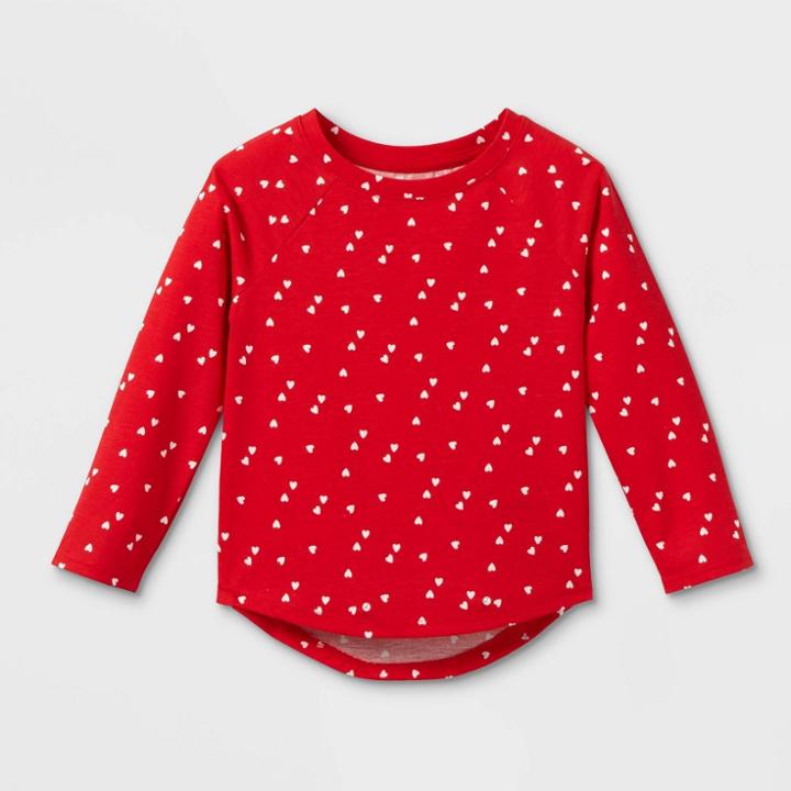 Toddler Girls' Heart Long Sleeve T-shirt - Cat & Jack Red