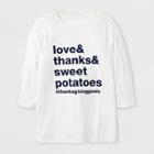 Shinsung Tongsang Men's' 3/4 Sleeve Love & Thanks & Sweetpotatoes Raglan T-shirt - Almond Cream