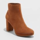 Women's Daisy Platform Ankle Bootie - A New Day Cognac