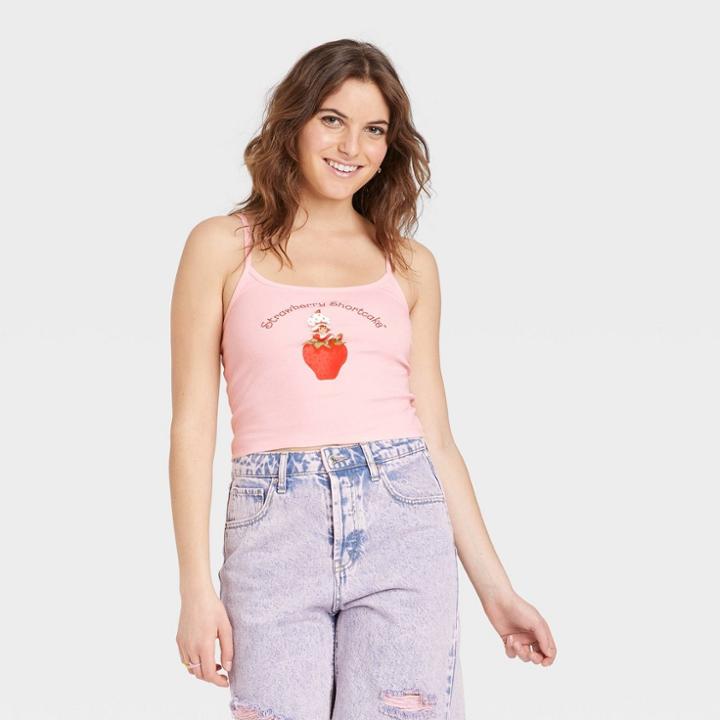 Women's Strawberry Shortcake Graphic Cropped Tank Top -