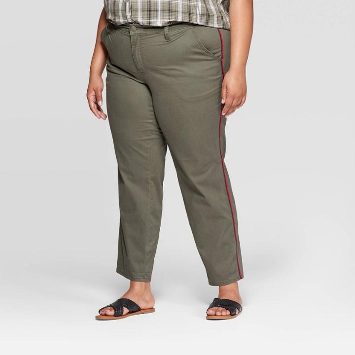 Women's Plus Size Mid-rise Straight Cropped Jeans - Universal Thread Olive