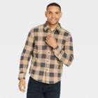Men's Plaid Knit Button-down Shirt - Goodfellow & Co Brown