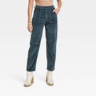 Women's High-rise Vintage Corduroy Straight Jeans - Universal Thread Teal Blue