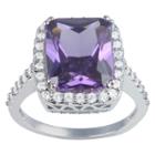 Journee Collection 2 7/8 Ct. T.w. Princess-cut Cz Basket Set Halo Engagement Ring In Sterling Silver - Purple,