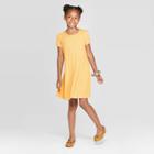 Girls' Short Sleeve Rib Dress - Art Class Yellow