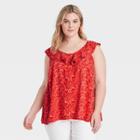 Women's Plus Size Sleeveless Summer Top - Ava & Viv Red