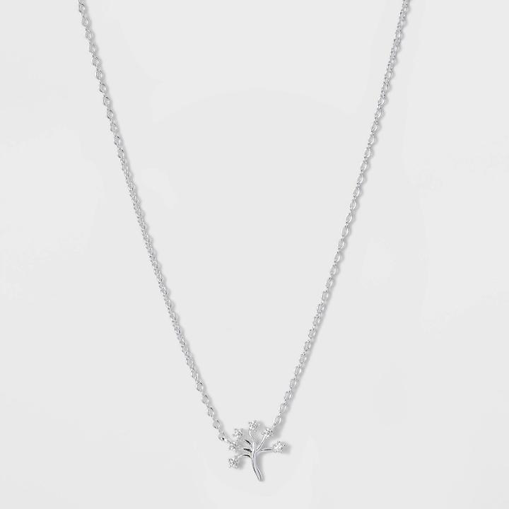 No Brand Sterling Silver Tree Extender Necklace - Silver Gray, Women's