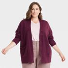 Women's Plus Size Open-front Cardigan - A New Day Burgundy