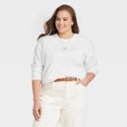 Women's Plus Size Long Sleeve T-shirt - A New Day White