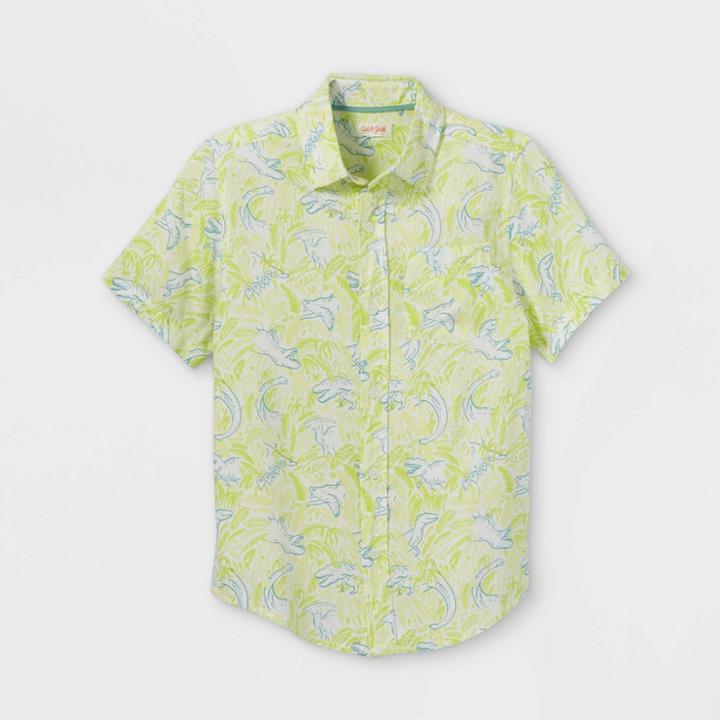 Boys' Dino Print Challis Short Sleeve Woven Shirt - Cat & Jack Yellow