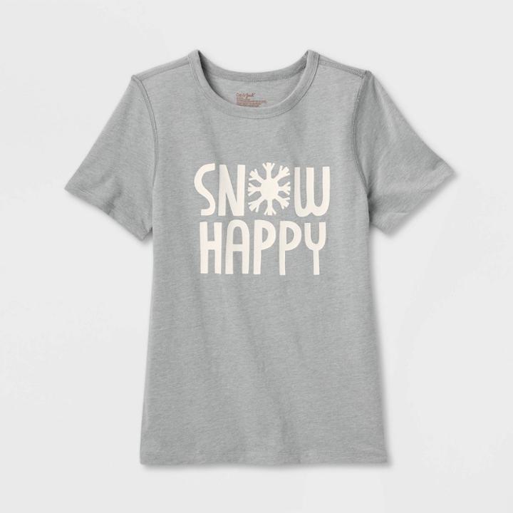 Kids' Adaptive Short Sleeve 'snow Happy' Graphic T-shirt - Cat & Jack Gray