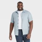 Men's Big & Tall Standard Fit Textured Short Sleeve Button-down Shirt - Goodfellow & Co Ballad Blue