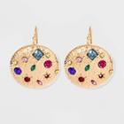 Mixed Stone Embedded Starburst Disc Drop Earrings - A New Day Gold