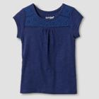 Toddler Girls' Short Sleeve Eyelet Solid T-shirt - Cat & Jack Blue