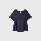 Maternity Short Sleeve Satin Front Blouse - Isabel Maternity By Ingrid & Isabel Xavier Navy Xs, Xavier Blue