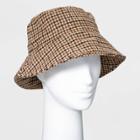Women's Plaid Felt Bucket Hat - A New Day Brown